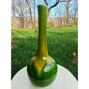 Vintage Royal Haeger Bud Vase 10" Green Yellow Drip Glaze Mid Century
